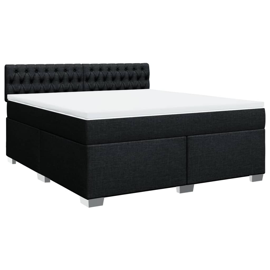 vidaXL Κρεβάτι Boxspring με Στρώμα Μαύρο 180x200 εκ. Υφασμάτινο