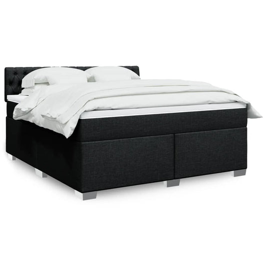 vidaXL Κρεβάτι Boxspring με Στρώμα Μαύρο 180x200 εκ. Υφασμάτινο