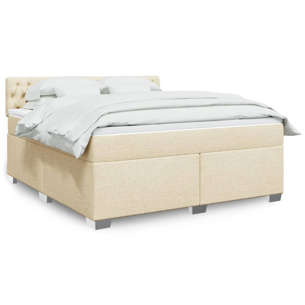 vidaXL Κρεβάτι Boxspring με Στρώμα Κρεμ 180x200 εκ. Υφασμάτινο