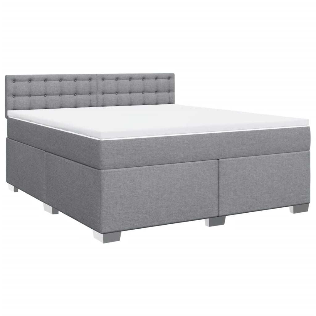 vidaXL Κρεβάτι Boxspring με Στρώμα Ανοιχτό Γκρι 180x200 εκ. Υφασμάτινο
