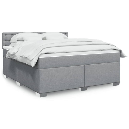 vidaXL Κρεβάτι Boxspring με Στρώμα Ανοιχτό Γκρι 180x200 εκ. Υφασμάτινο