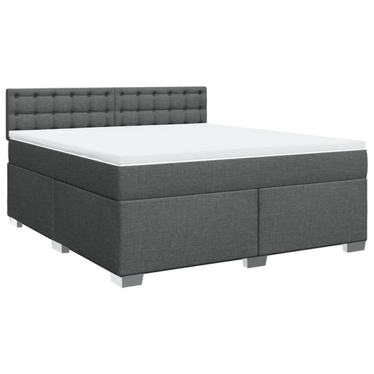 vidaXL Κρεβάτι Boxspring με Στρώμα Σκούρο Γκρι 180x200 εκ Υφασμάτιν