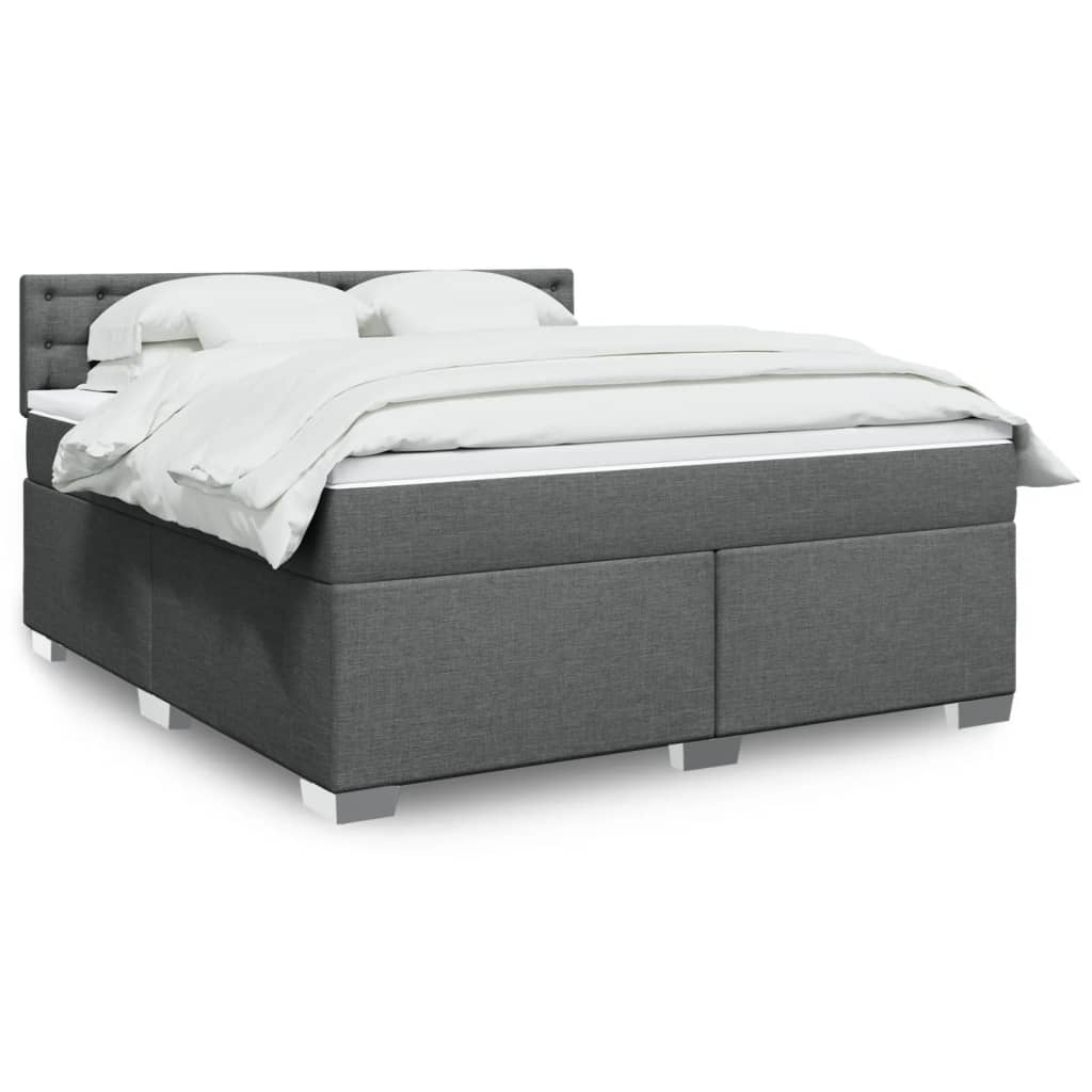 vidaXL Κρεβάτι Boxspring με Στρώμα Σκούρο Γκρι 180x200 εκ Υφασμάτιν