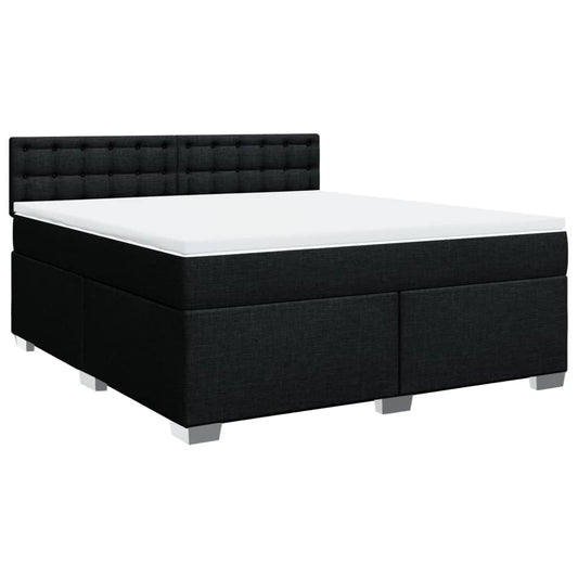 vidaXL Κρεβάτι Boxspring με Στρώμα Μαύρο 180x200 εκ. Υφασμάτινο