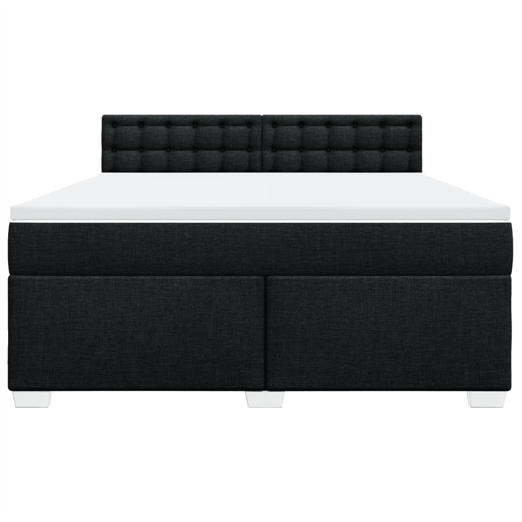 vidaXL Κρεβάτι Boxspring με Στρώμα Μαύρο 180x200 εκ. Υφασμάτινο