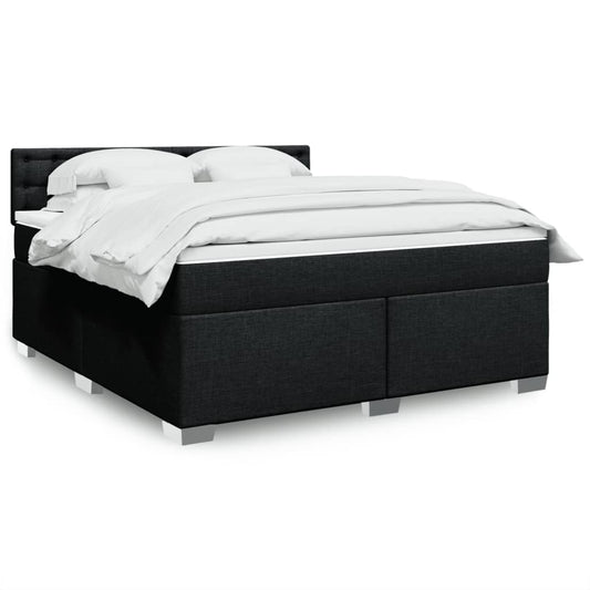 vidaXL Κρεβάτι Boxspring με Στρώμα Μαύρο 180x200 εκ. Υφασμάτινο