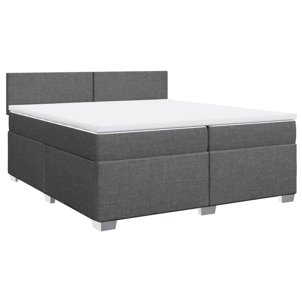vidaXL Κρεβάτι Boxspring με Στρώμα Σκούρο Γκρι 200x200 εκ. Υφασμάτινο