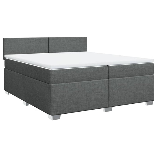 vidaXL Κρεβάτι Boxspring με Στρώμα Σκούρο Γκρι 200x200 εκ. Υφασμάτινο