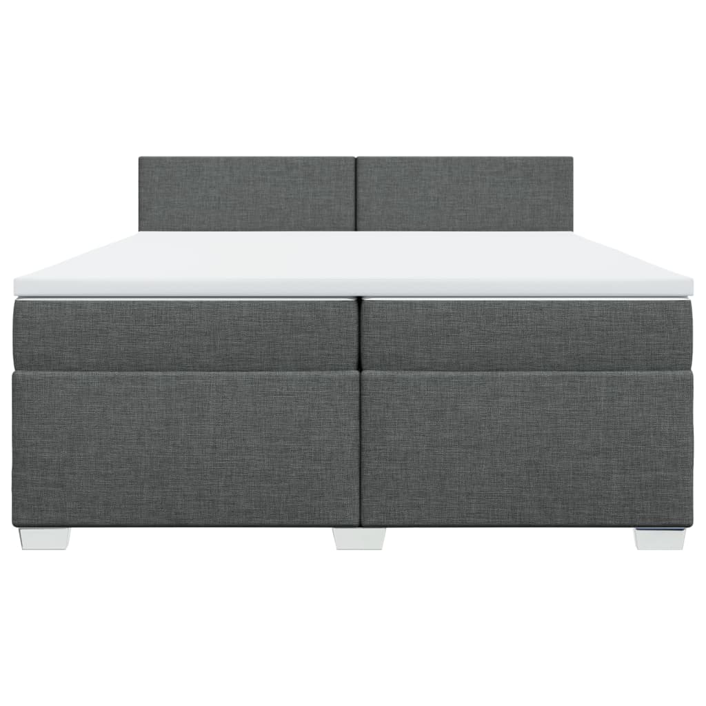 vidaXL Κρεβάτι Boxspring με Στρώμα Σκούρο Γκρι 200x200 εκ. Υφασμάτινο