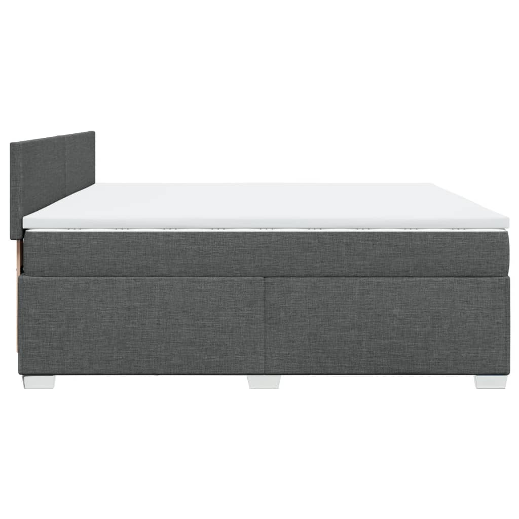 vidaXL Κρεβάτι Boxspring με Στρώμα Σκούρο Γκρι 200x200 εκ. Υφασμάτινο