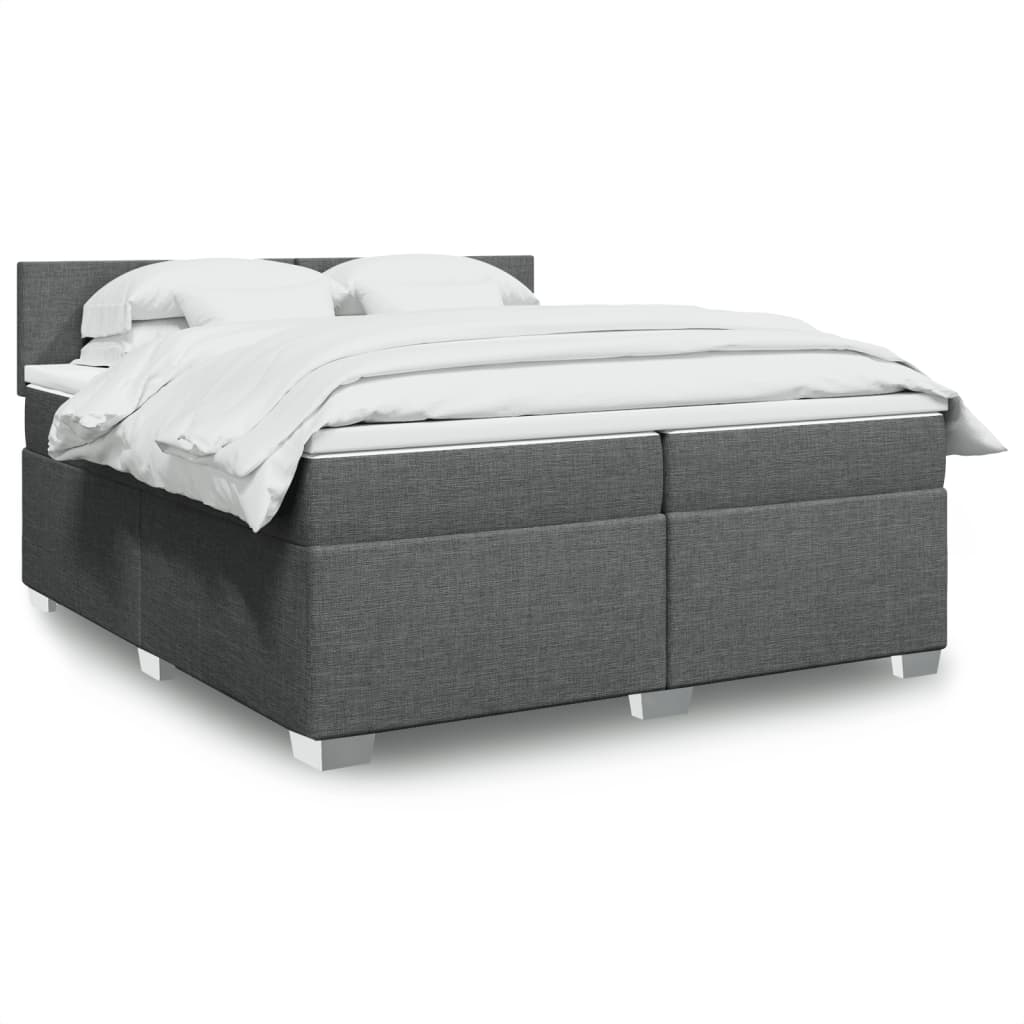 vidaXL Κρεβάτι Boxspring με Στρώμα Σκούρο Γκρι 200x200 εκ. Υφασμάτινο