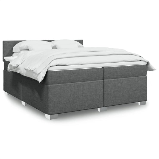 vidaXL Κρεβάτι Boxspring με Στρώμα Σκούρο Γκρι 200x200 εκ. Υφασμάτινο