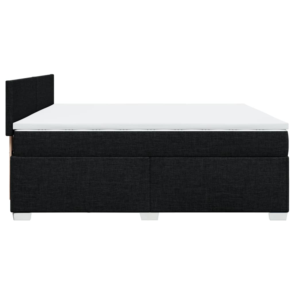 vidaXL Κρεβάτι Boxspring με Στρώμα Μαύρο 200x200 εκ. Υφασμάτινο