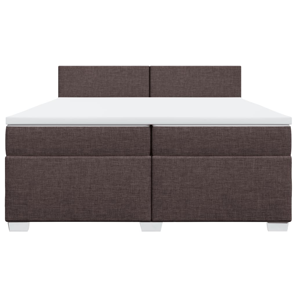 vidaXL Κρεβάτι Boxspring με Στρώμα Σκούρο Καφέ 200x200 εκ. Υφασμάτινο