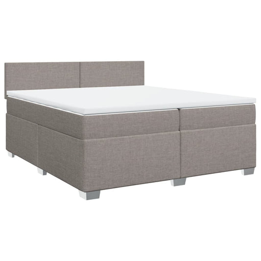vidaXL Κρεβάτι Boxspring με Στρώμα Taupe 200x200 εκ. Υφασμάτινο