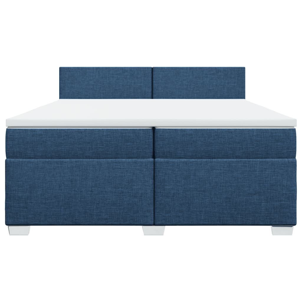 vidaXL Κρεβάτι Boxspring με Στρώμα Μπλε 200x200 εκ. Υφασμάτινο