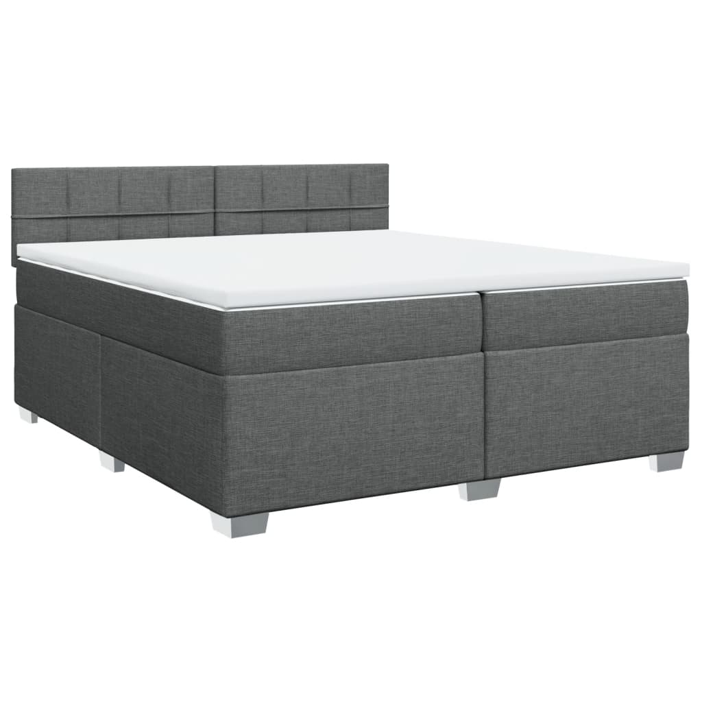 vidaXL Κρεβάτι Boxspring με Στρώμα Σκούρο Γκρι 200x200 εκ. Υφασμάτινο