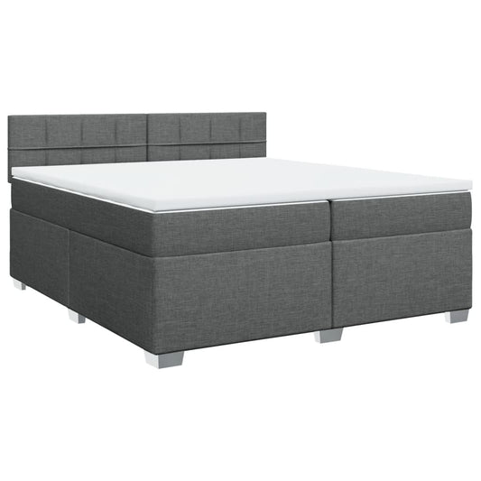 vidaXL Κρεβάτι Boxspring με Στρώμα Σκούρο Γκρι 200x200 εκ. Υφασμάτινο