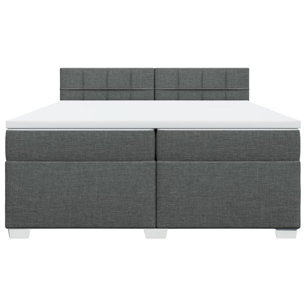 vidaXL Κρεβάτι Boxspring με Στρώμα Σκούρο Γκρι 200x200 εκ. Υφασμάτινο
