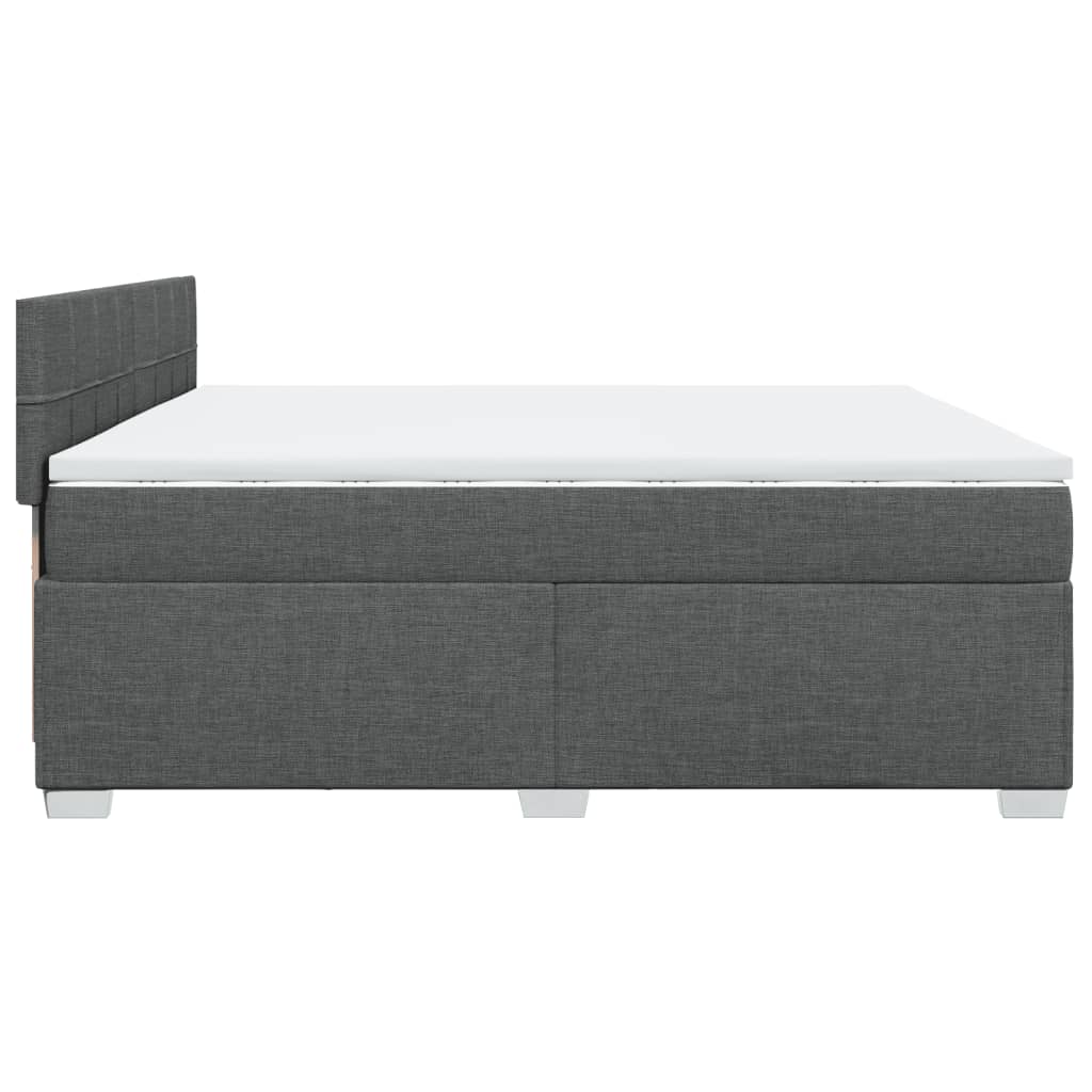 vidaXL Κρεβάτι Boxspring με Στρώμα Σκούρο Γκρι 200x200 εκ. Υφασμάτινο