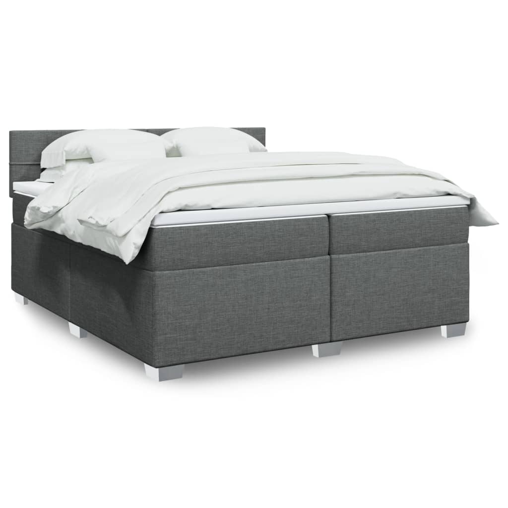 vidaXL Κρεβάτι Boxspring με Στρώμα Σκούρο Γκρι 200x200 εκ. Υφασμάτινο