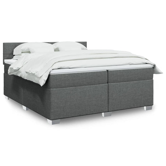 vidaXL Κρεβάτι Boxspring με Στρώμα Σκούρο Γκρι 200x200 εκ. Υφασμάτινο