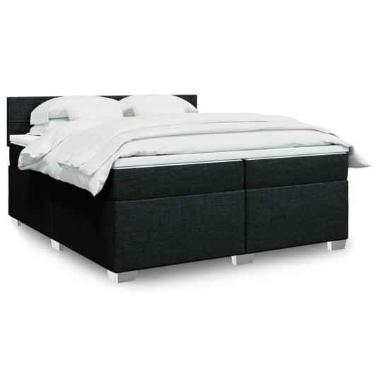 vidaXL Κρεβάτι Boxspring με Στρώμα Μαύρο 200x200 εκ. Υφασμάτινο