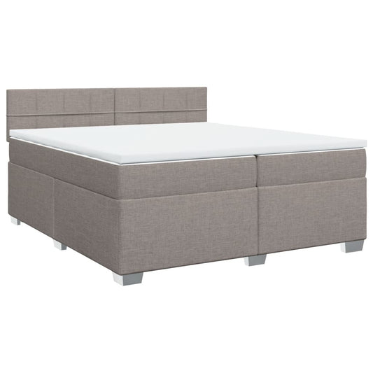 vidaXL Κρεβάτι Boxspring με Στρώμα Taupe 200x200 εκ. Υφασμάτινο