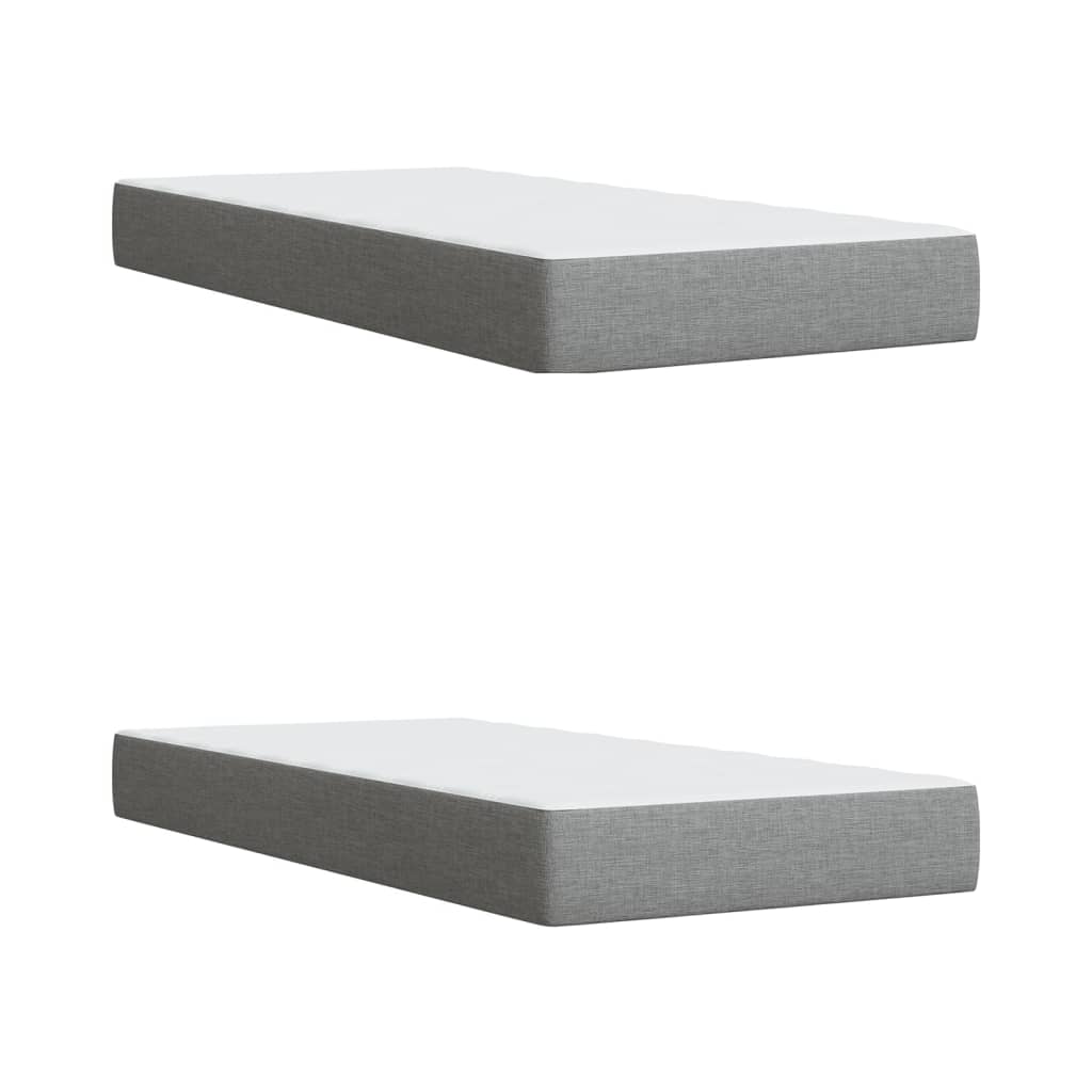 vidaXL Κρεβάτι Boxspring με Στρώμα Ανοιχτό Γκρι 200x200 εκ. Υφασμάτινο