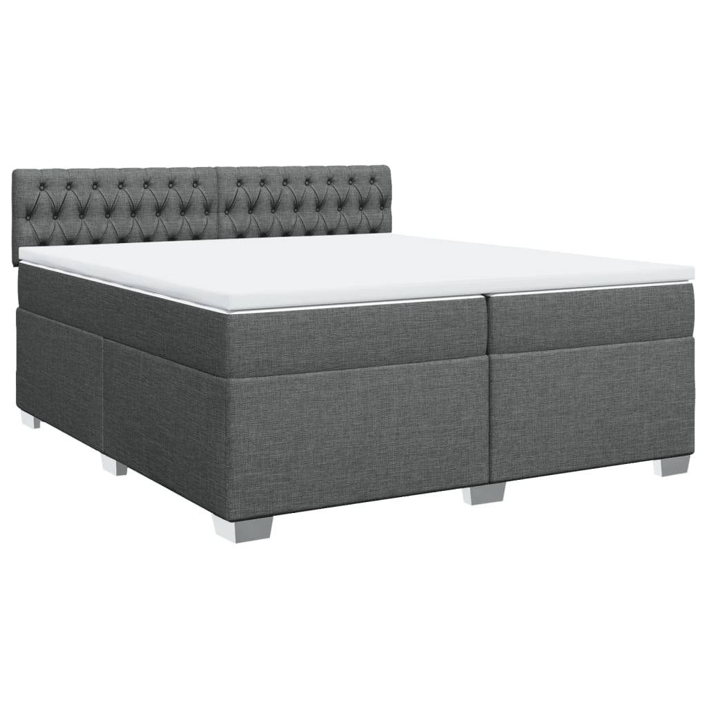 vidaXL Κρεβάτι Boxspring με Στρώμα Σκούρο Γκρι 200x200 εκ. Υφασμάτινο