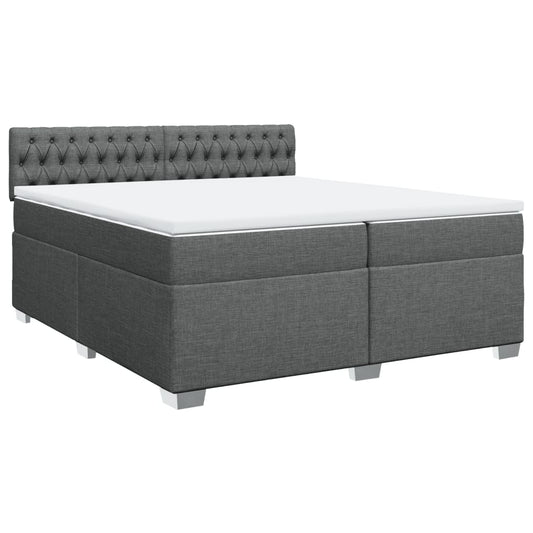 vidaXL Κρεβάτι Boxspring με Στρώμα Σκούρο Γκρι 200x200 εκ. Υφασμάτινο