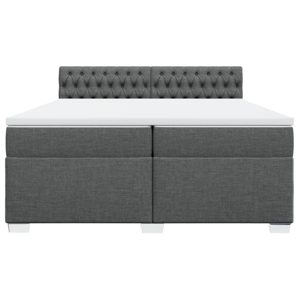 vidaXL Κρεβάτι Boxspring με Στρώμα Σκούρο Γκρι 200x200 εκ. Υφασμάτινο