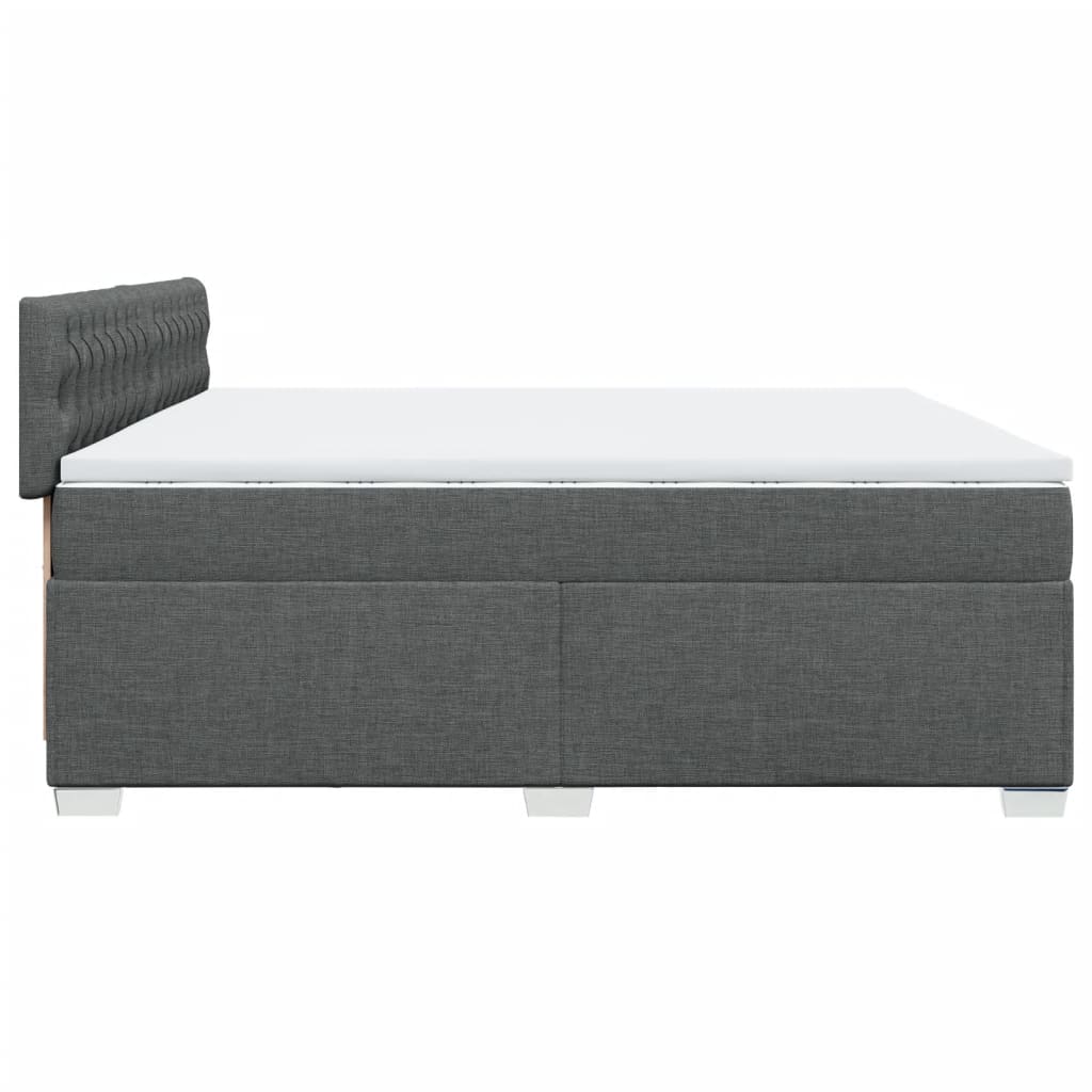 vidaXL Κρεβάτι Boxspring με Στρώμα Σκούρο Γκρι 200x200 εκ. Υφασμάτινο