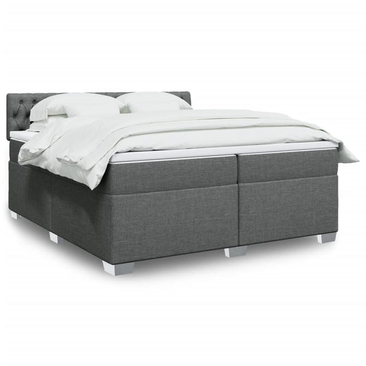 vidaXL Κρεβάτι Boxspring με Στρώμα Σκούρο Γκρι 200x200 εκ. Υφασμάτινο