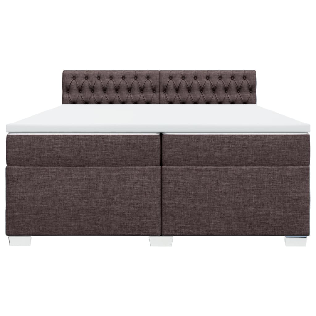vidaXL Κρεβάτι Boxspring με Στρώμα Σκούρο Καφέ 200x200 εκ. Υφασμάτινο