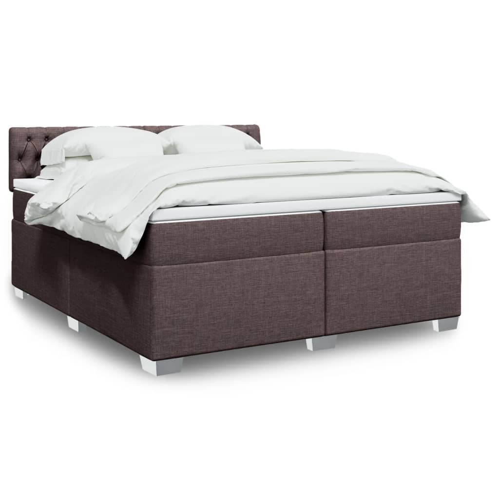 vidaXL Κρεβάτι Boxspring με Στρώμα Σκούρο Καφέ 200x200 εκ. Υφασμάτινο