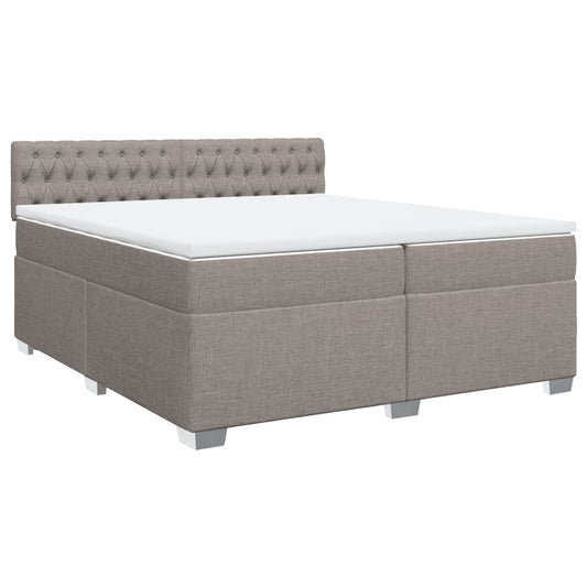 vidaXL Κρεβάτι Boxspring με Στρώμα Taupe 200x200 εκ. Υφασμάτινο