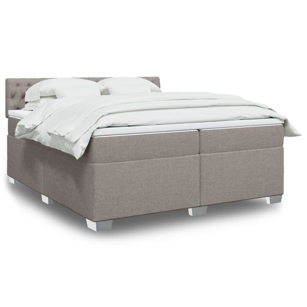 vidaXL Κρεβάτι Boxspring με Στρώμα Taupe 200x200 εκ. Υφασμάτινο