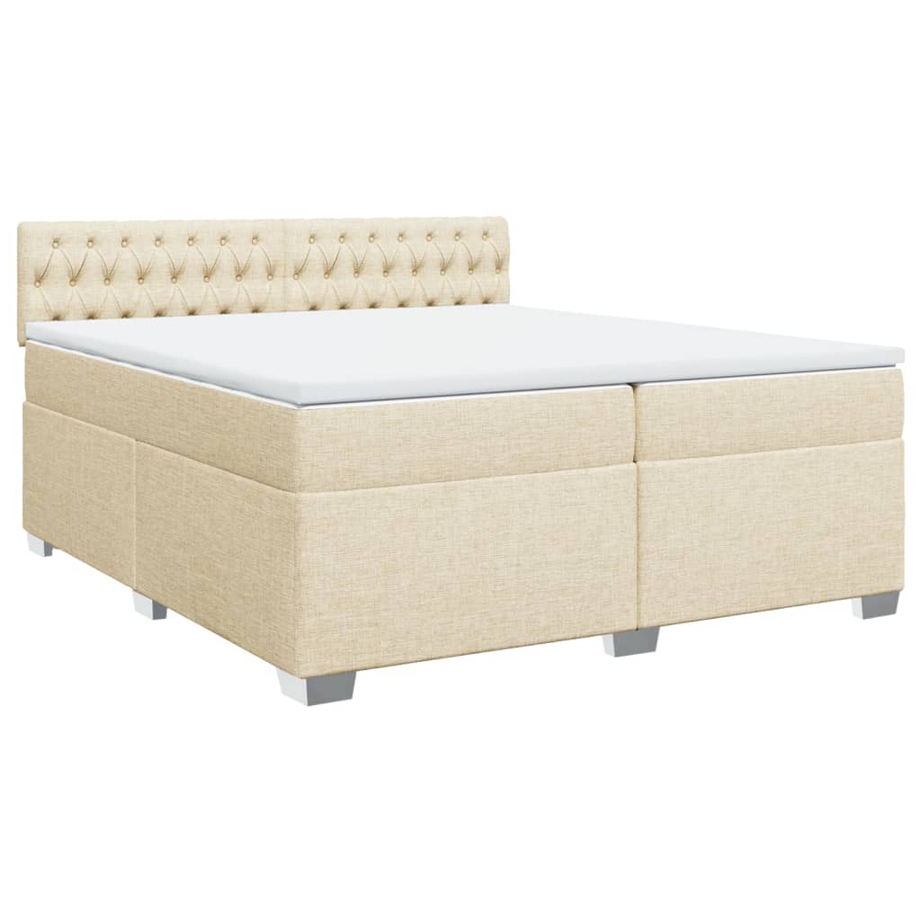 vidaXL Κρεβάτι Boxspring με Στρώμα Κρεμ 200x200 εκ. Υφασμάτινο
