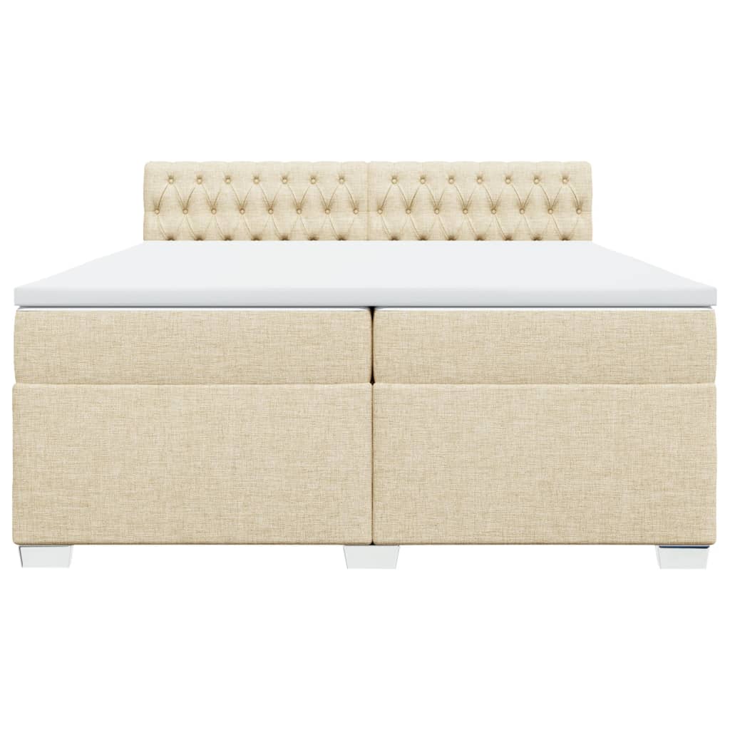 vidaXL Κρεβάτι Boxspring με Στρώμα Κρεμ 200x200 εκ. Υφασμάτινο