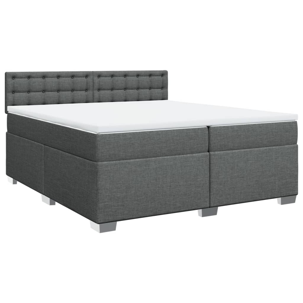vidaXL Κρεβάτι Boxspring με Στρώμα Σκούρο Γκρι 200x200 εκ. Υφασμάτινο