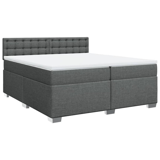 vidaXL Κρεβάτι Boxspring με Στρώμα Σκούρο Γκρι 200x200 εκ. Υφασμάτινο