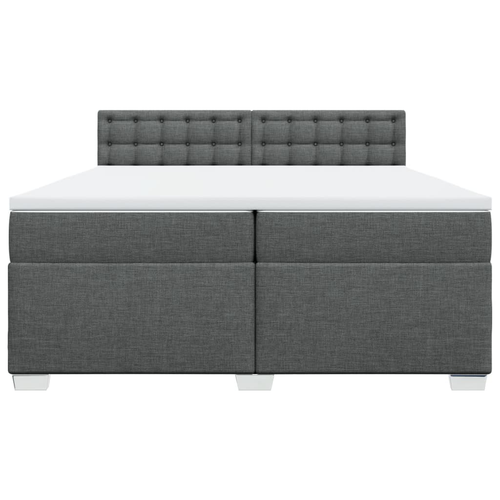 vidaXL Κρεβάτι Boxspring με Στρώμα Σκούρο Γκρι 200x200 εκ. Υφασμάτινο