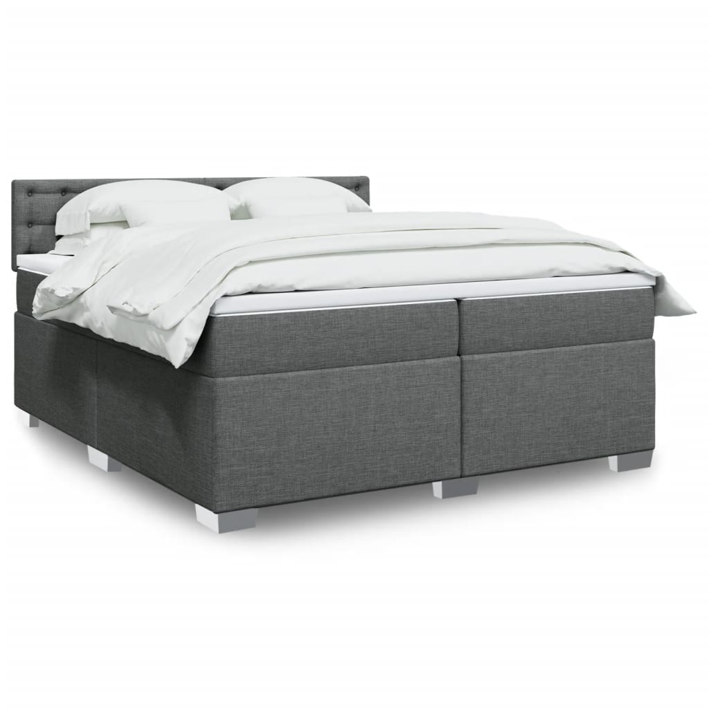 vidaXL Κρεβάτι Boxspring με Στρώμα Σκούρο Γκρι 200x200 εκ. Υφασμάτινο