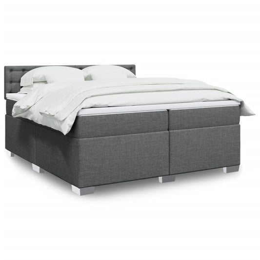 vidaXL Κρεβάτι Boxspring με Στρώμα Σκούρο Γκρι 200x200 εκ. Υφασμάτινο