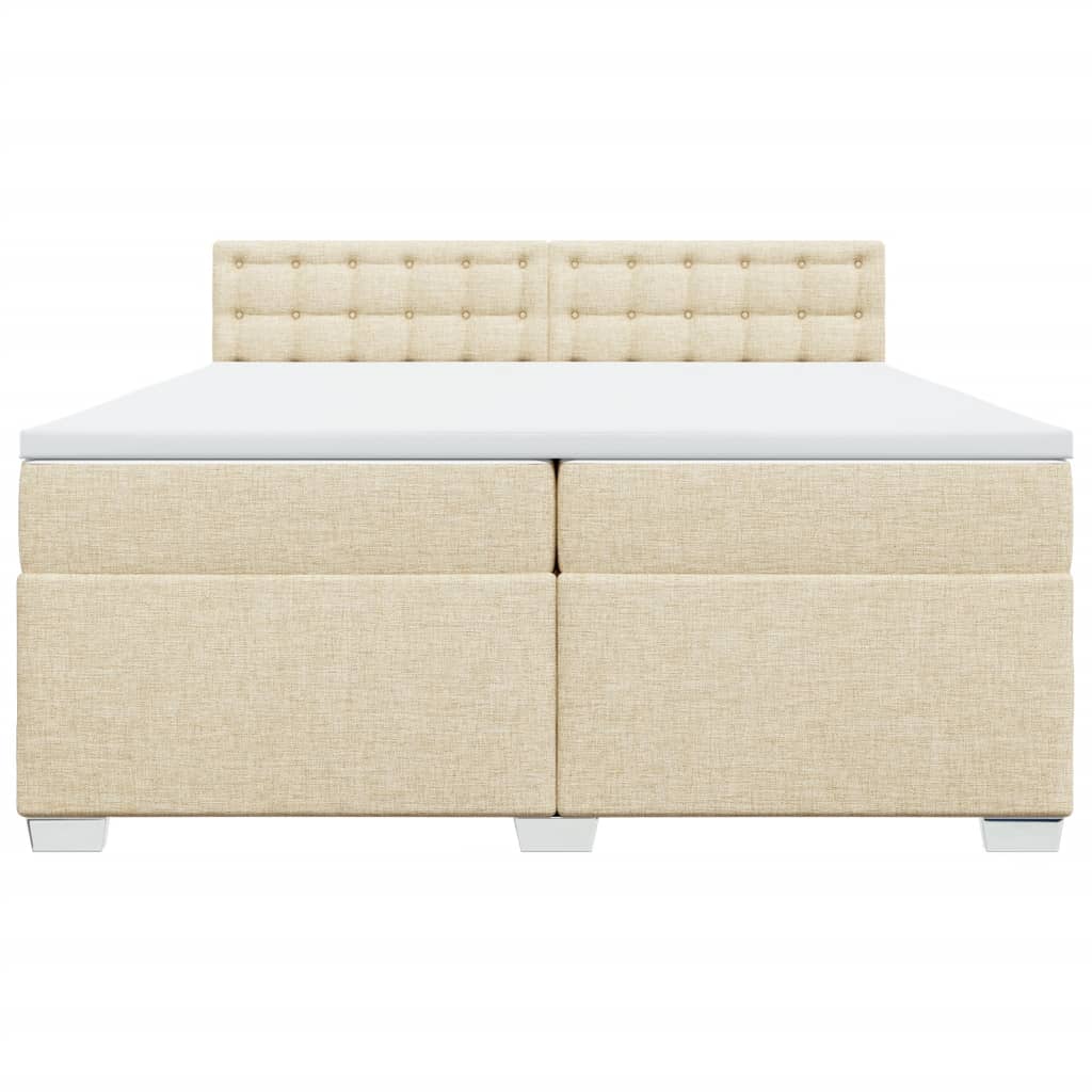 vidaXL Κρεβάτι Boxspring με Στρώμα Κρεμ 200x200 εκ. Υφασμάτινο