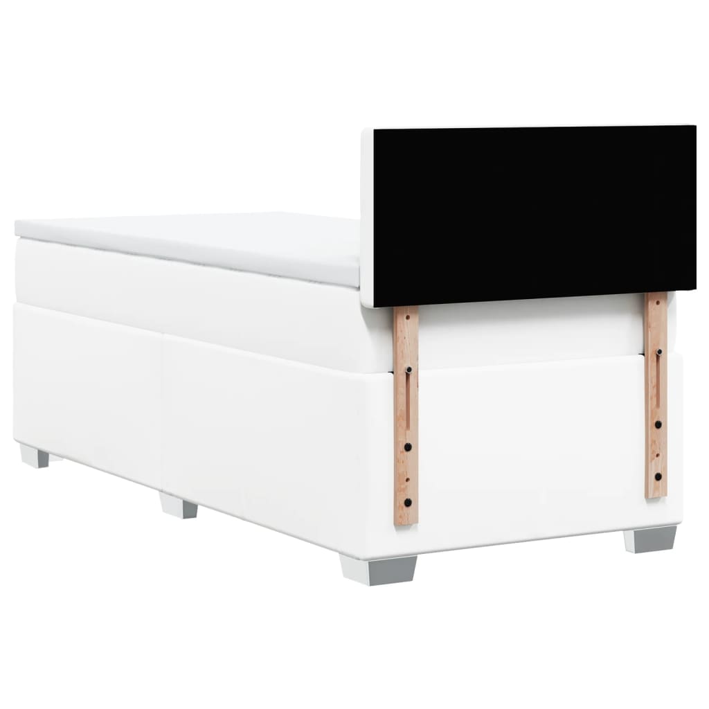 vidaXL Κρεβάτι Boxspring με Στρώμα Λευκό 80 x 200 εκ. Συνθετικό Δέρμα