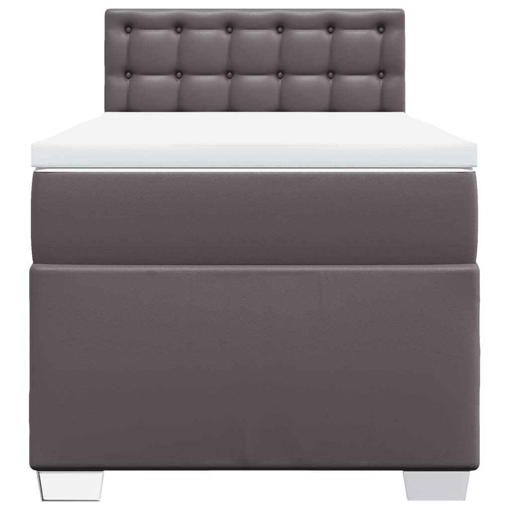 vidaXL Κρεβάτι Boxspring με Στρώμα Γκρι 80 x 200 εκ. Συνθετικό Δέρμα