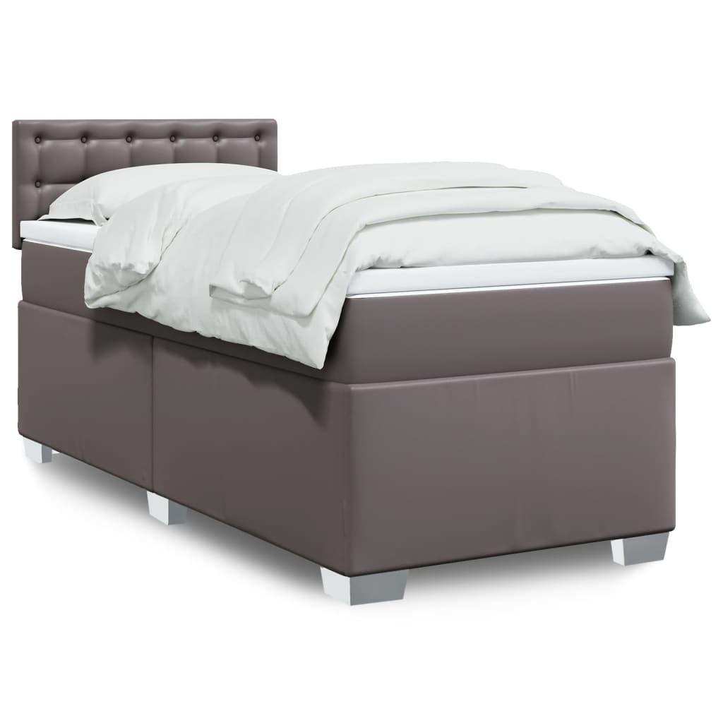 vidaXL Κρεβάτι Boxspring με Στρώμα Γκρι 80 x 200 εκ. Συνθετικό Δέρμα
