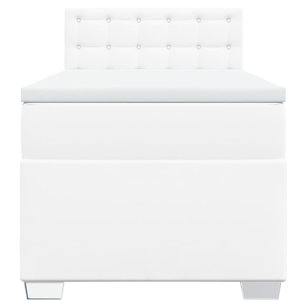 vidaXL Κρεβάτι Boxspring με Στρώμα Λευκό 90x190εκ. από Συνθετικό Δέρμα